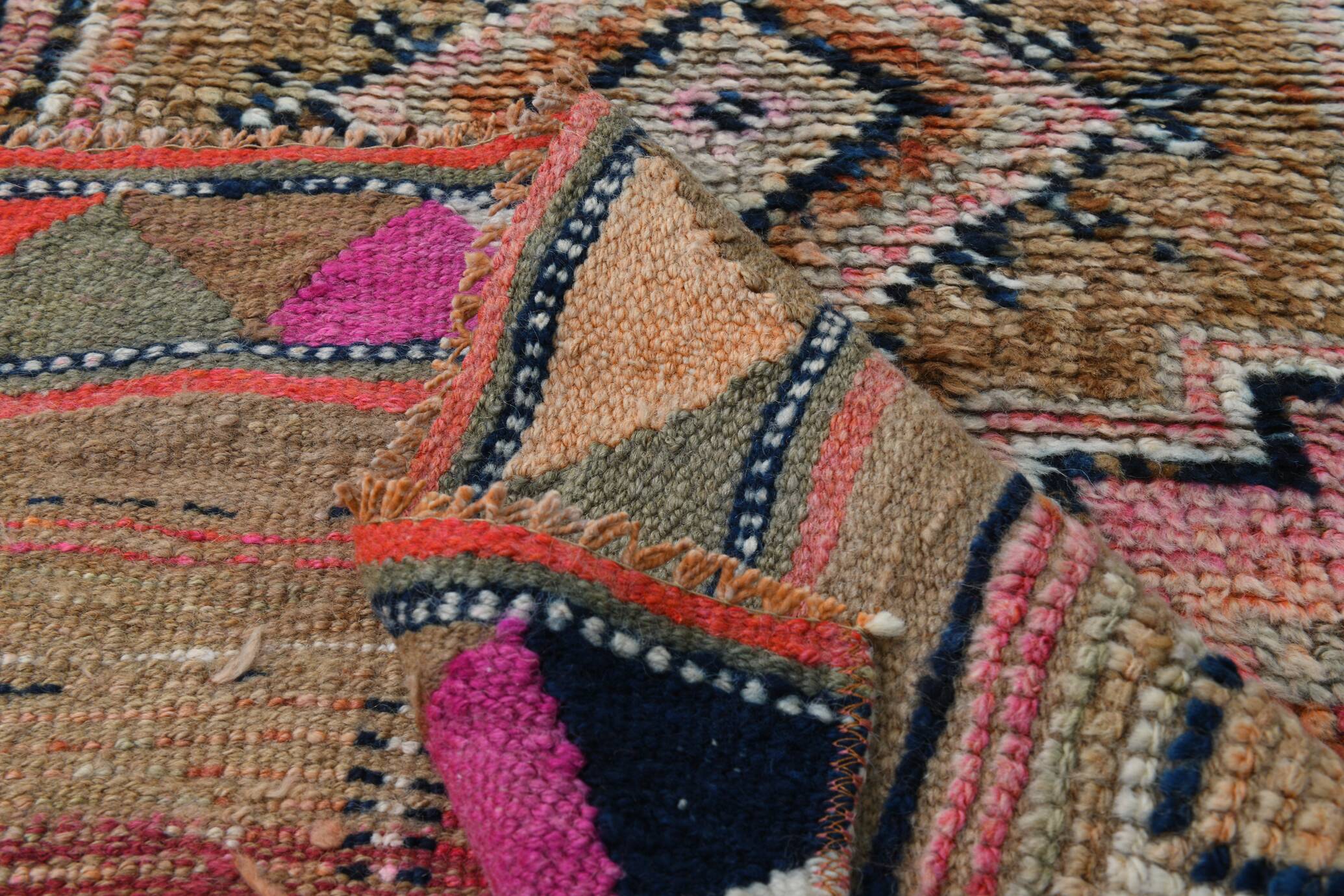 Navy Blue & Green Vintage Runner Rug, 80x323Cm