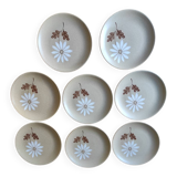 Set of 8 St Amand stoneware plates with Marguerite decor
