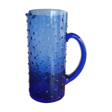 Blue smoked glass pitcher