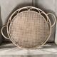 Metal tray with imitation caning