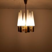Midcentury brass and opaline ceiling lamp by Hans-Agne Jakobsson, Sweden, 1950s.