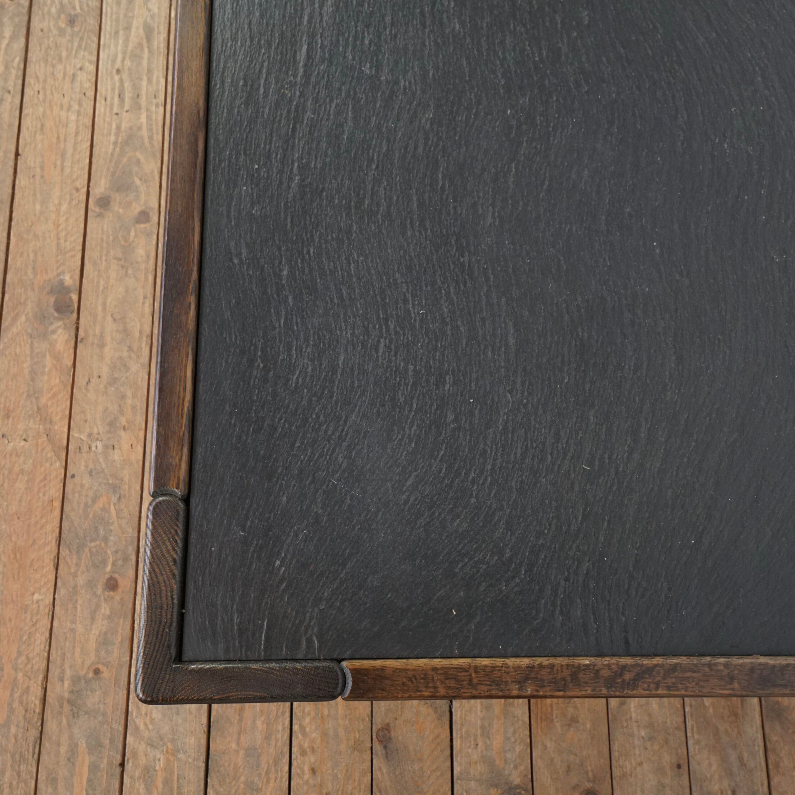 Belgium brutalist oak and stone coffee table