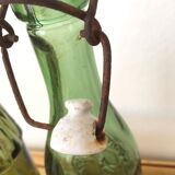 2 bistrot bottles  glass porcelain