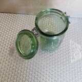 Green glass jar l l 'ideal