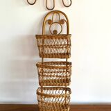 Vintage Peacock Rattan Desk Organizer