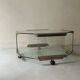 Hexagonal coffee table on wheels in glass and brass by Galloti & Radice, Italy 1970