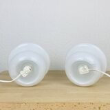 Paire de lampes champignon opaline blanches