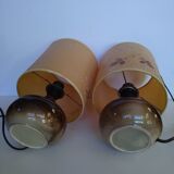 Pair of sandstone lamps 70 shade inclusion dried flowers