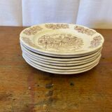 Set of 8 Antique Dessert Plates SARREGUEMINES Vintage Ceramic