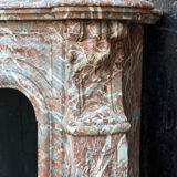 Louis XV style fireplace in grey Ardennes marble, circa 1880.