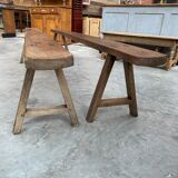 Pair of oak farm benches