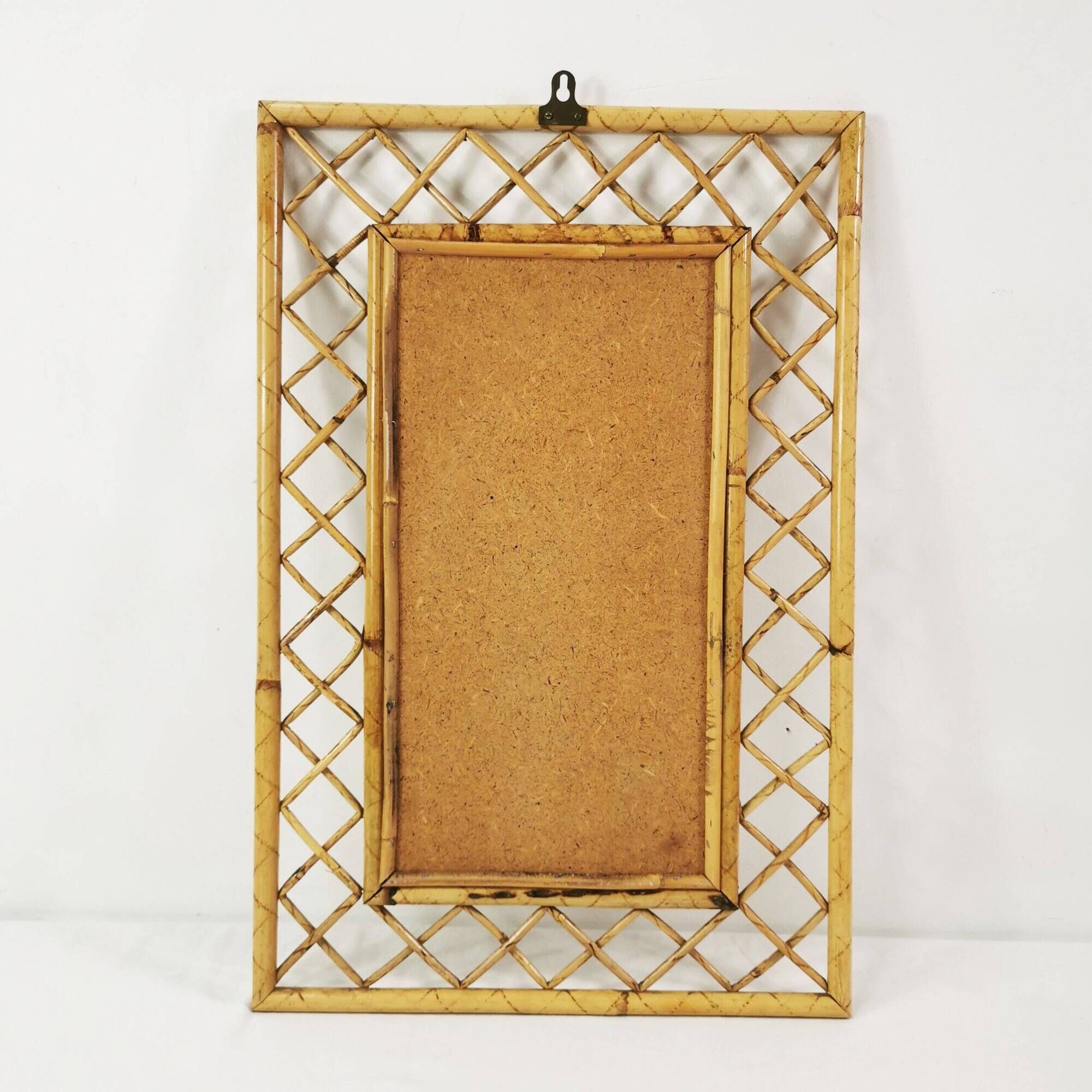 Mid Century Bamboo and Rattan Wall Mirror, Italy, 1960s