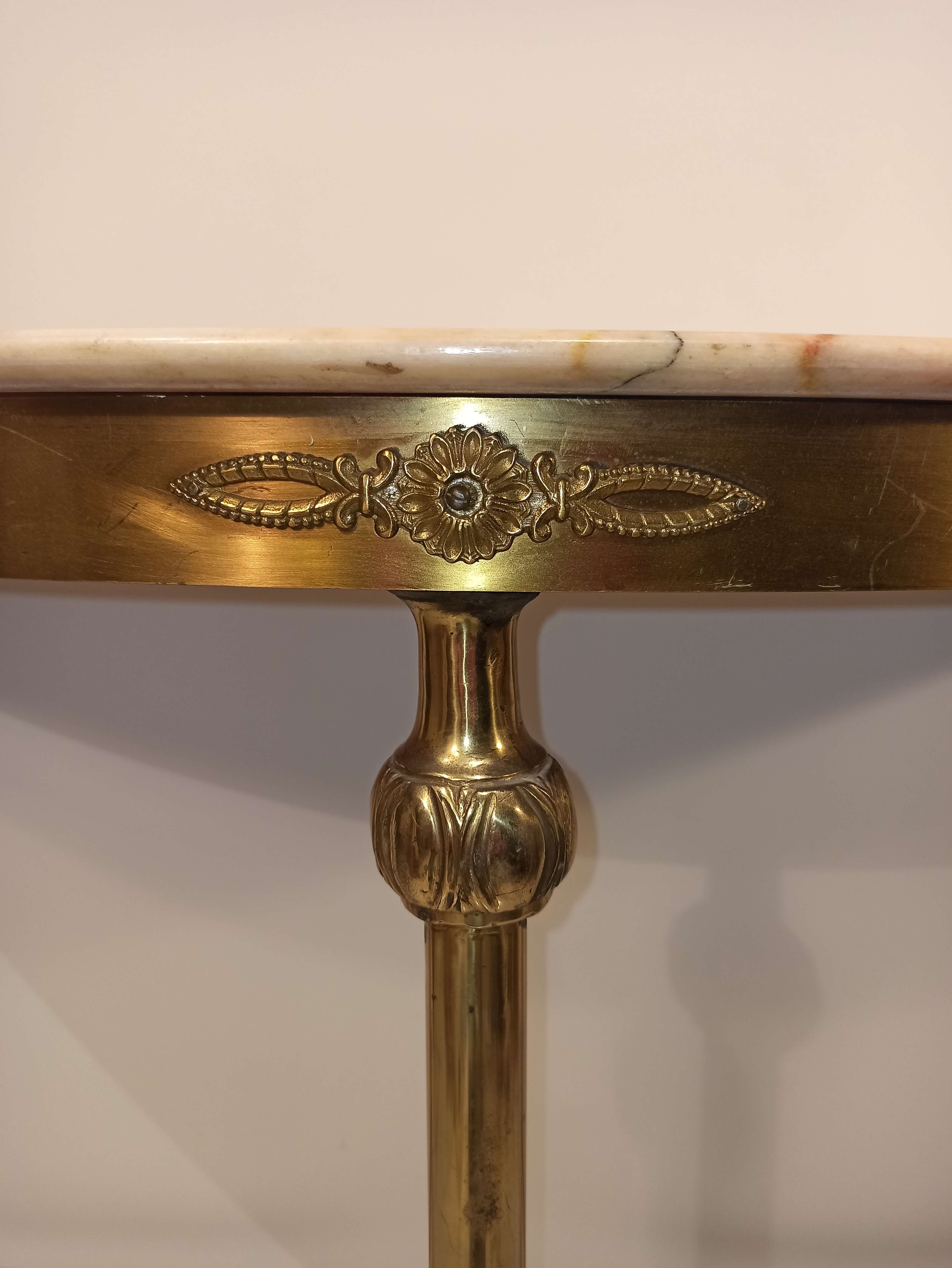 Baroque console old midcentury marble and gold metal