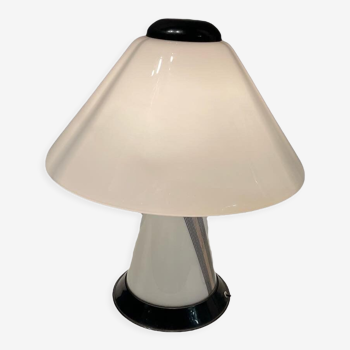 Lampe de table noir et blanc en verre de Murano, années 1980
