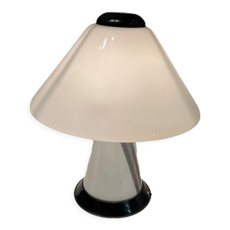 Lampe de table noir et blanc en verre de Murano, années 1980