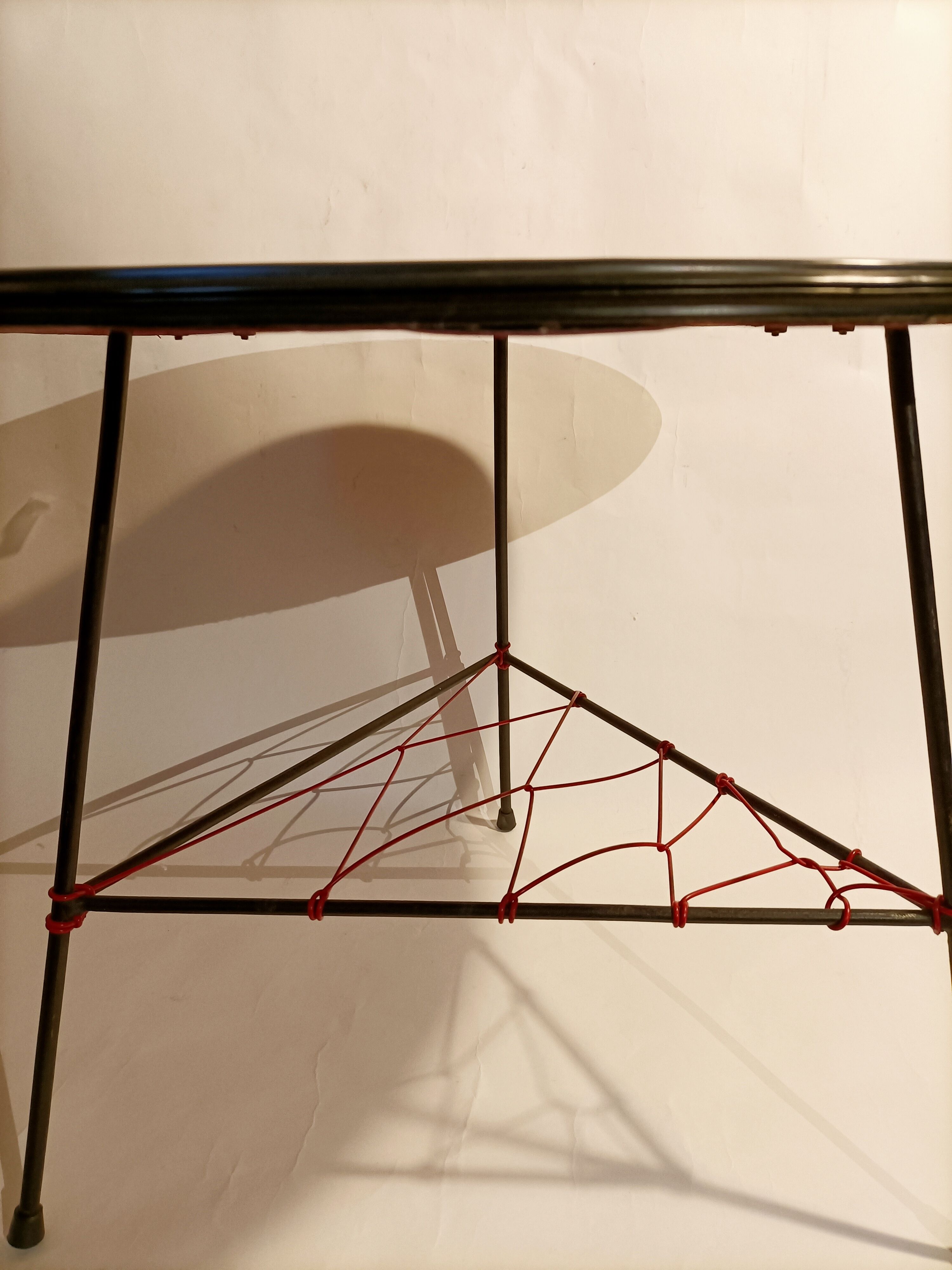 Vintage scoubidou tripod pedestal table 1950