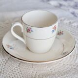 Vintage Sarreguemines earthenware cup and saucer – Floral decoration