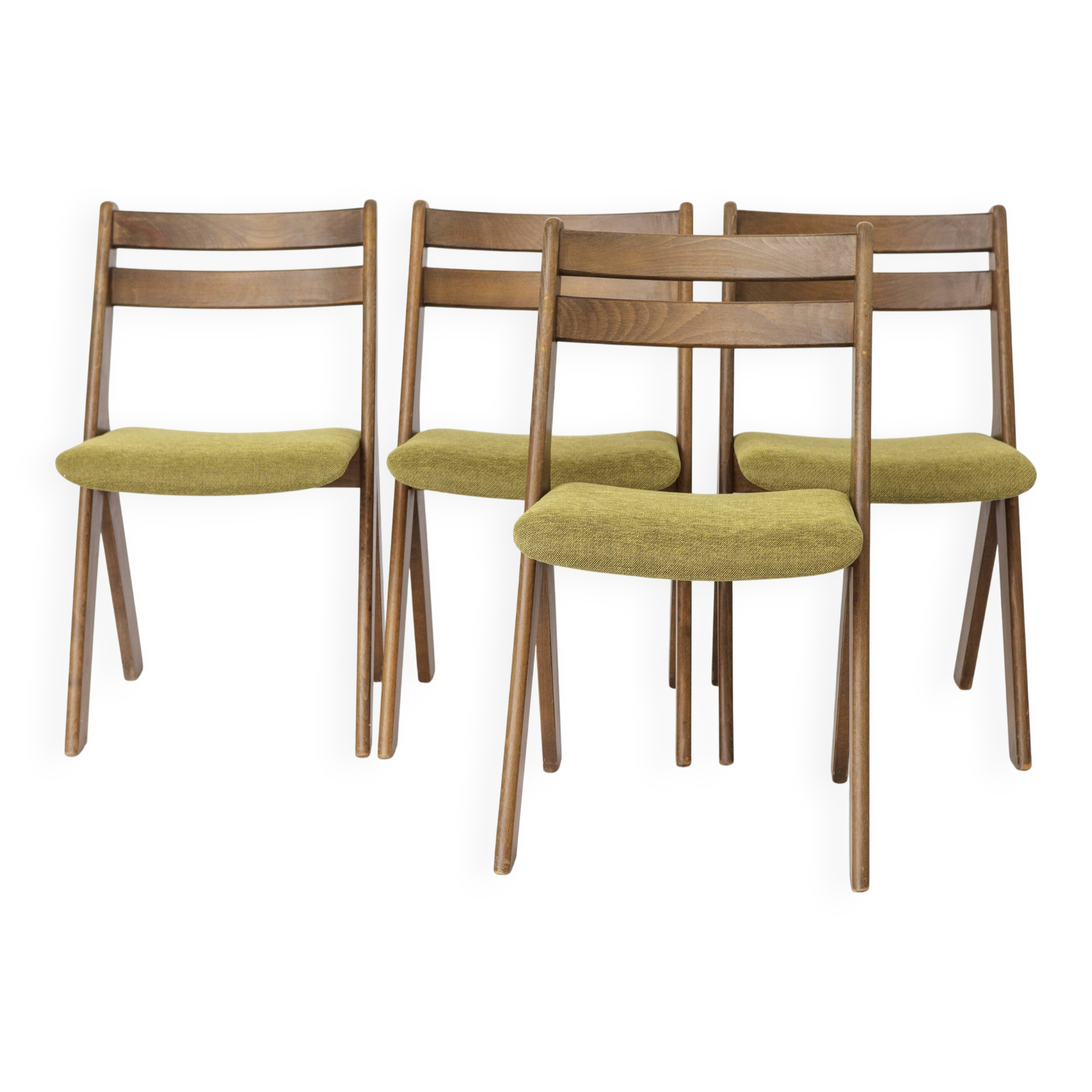 Ensemble de 4 chaises de salle à manger vintage allemandes des années 1970, attribuées à Casala, en hêtre.