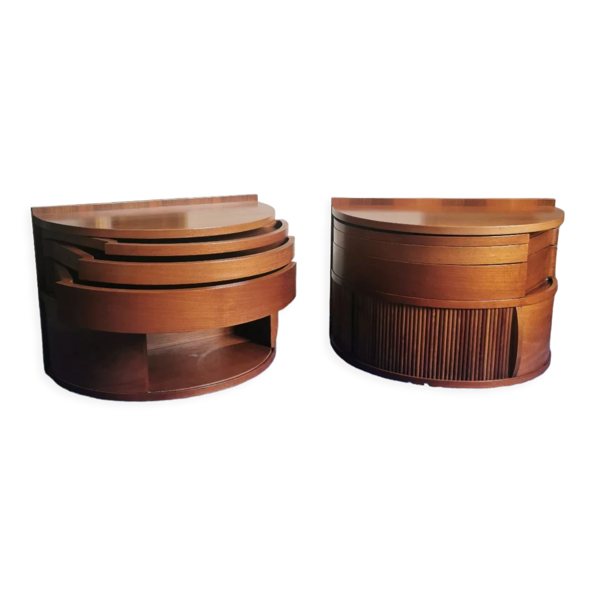 Pair bedside tables vintage teak scandinavian