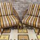 Pair of vintage Scandinavian armchairs with 2 Ottoman stools 1970