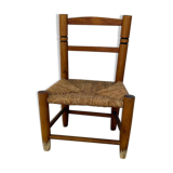 Vintage wooden and straw children's chair