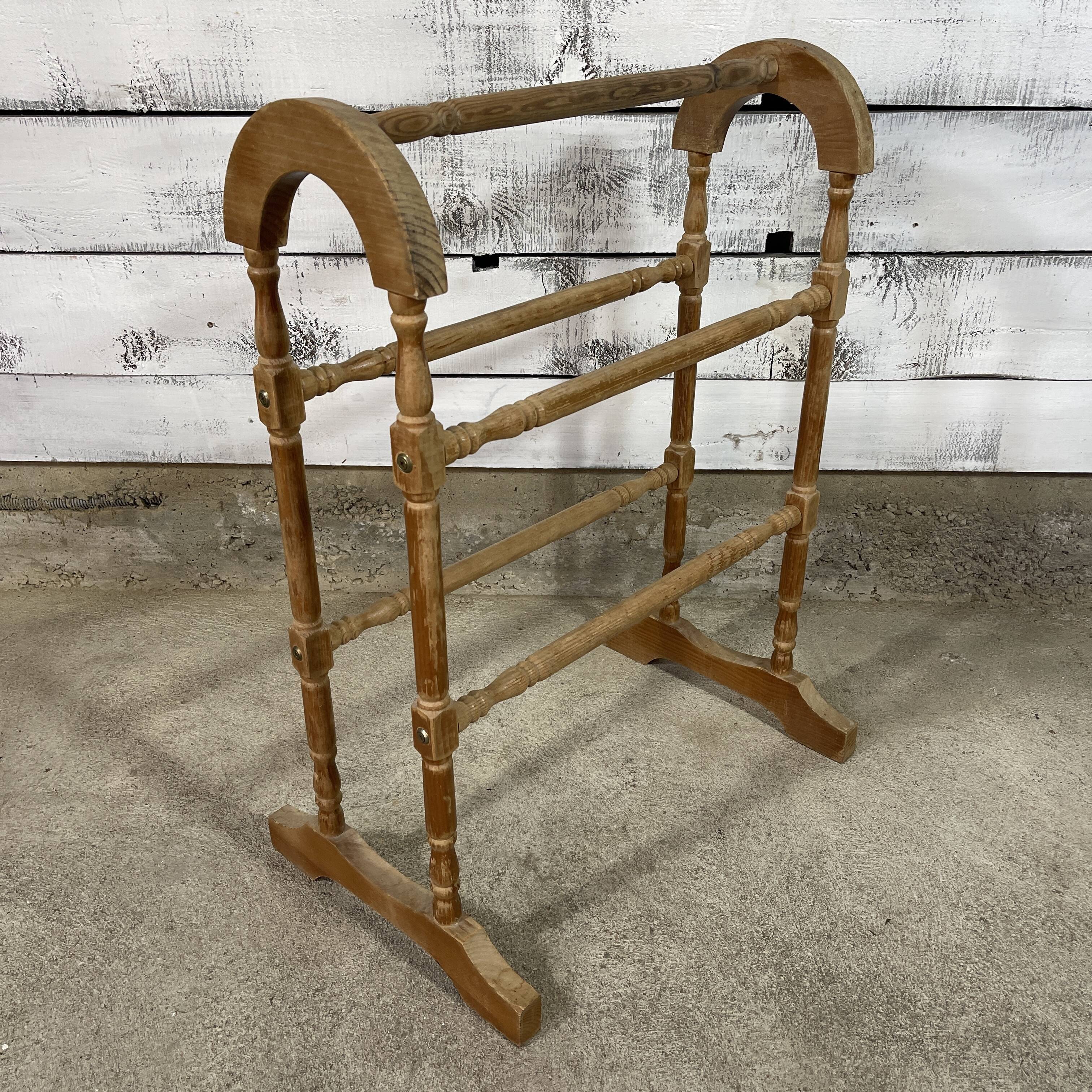 Old wooden towel rack