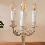 Taupe grey patinated brass candlestick