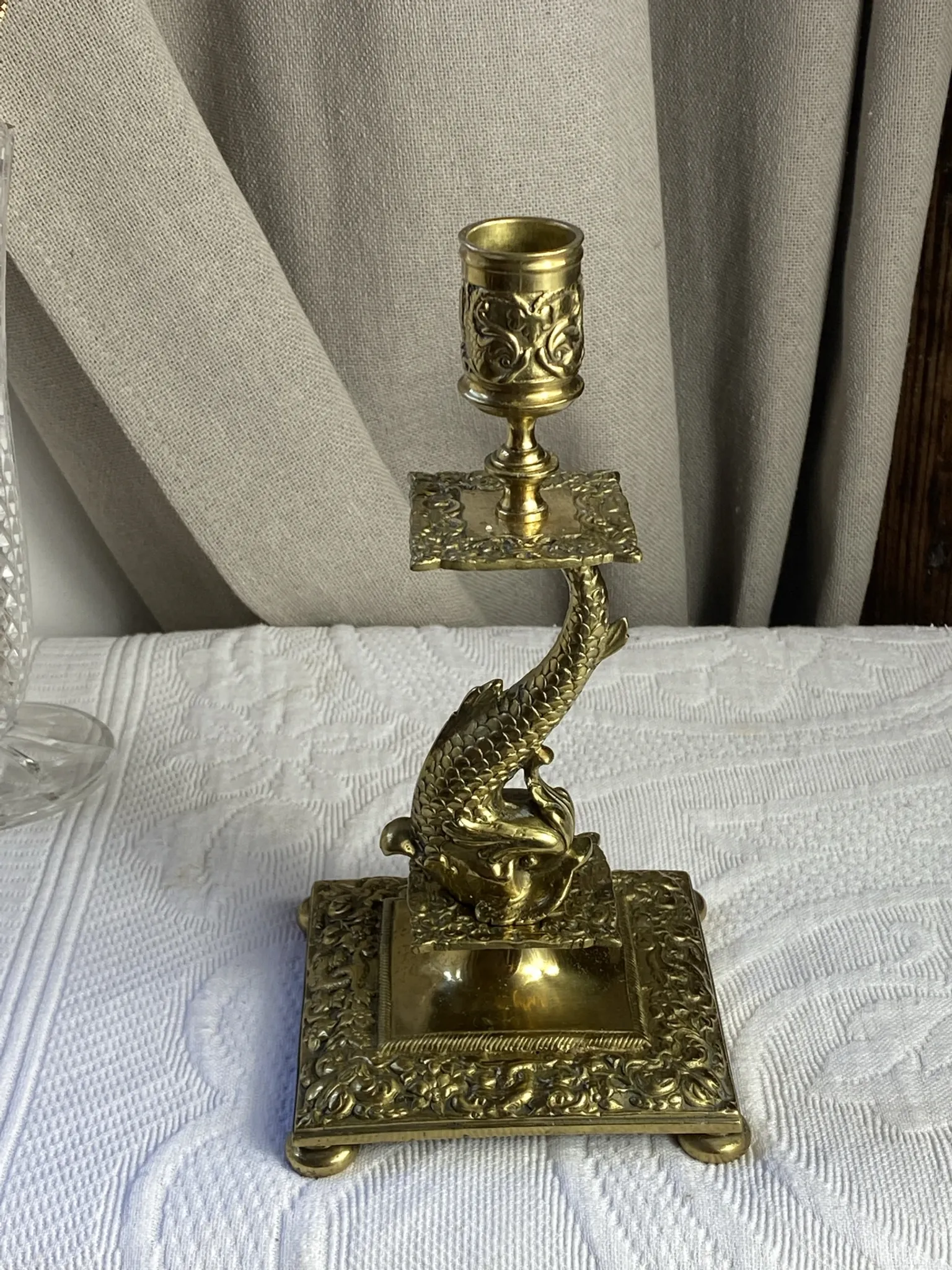 Bronze fish candlestick