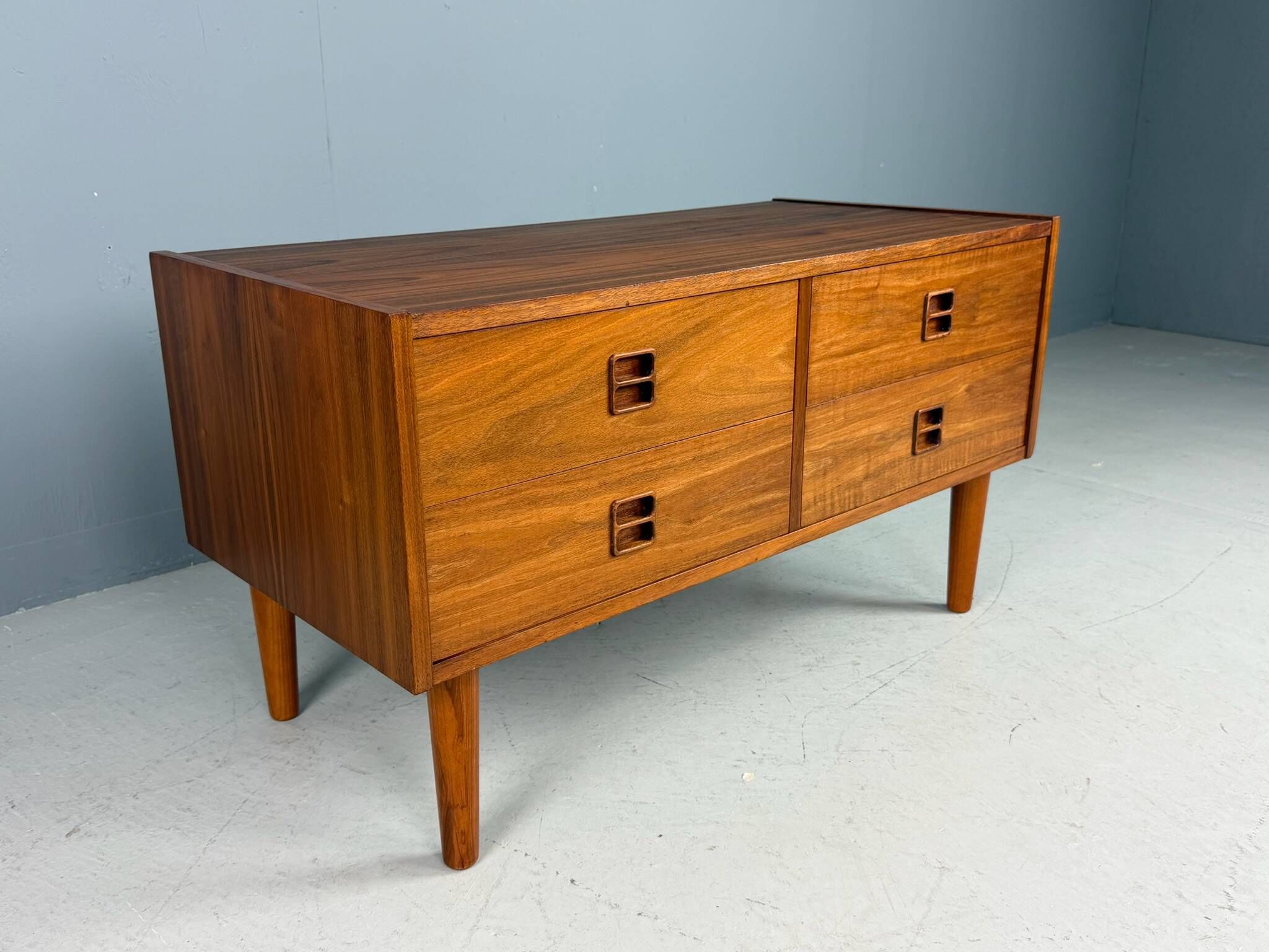 Danish teak low chest with four drawers, 1960s