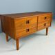 Commode basse danoise en teck à quatre tiroirs, années 1960
