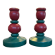 Duo of vintage Swedish wooden candle holders