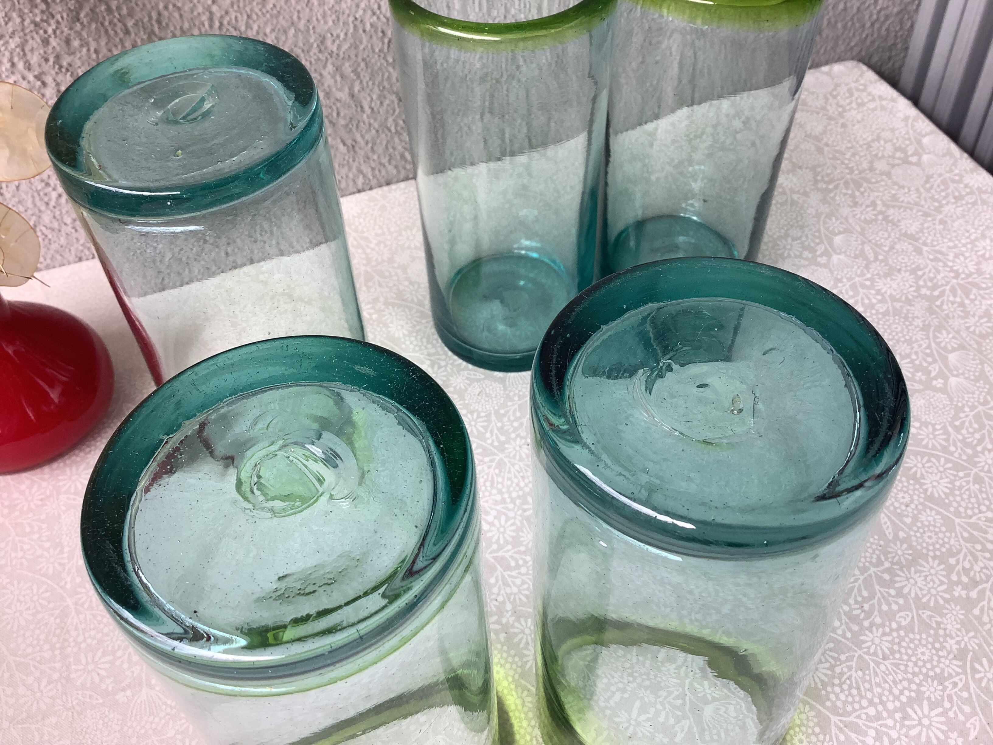 Aztecas Mexico blown glass glasses