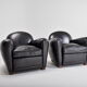 Pair of leather club chairs