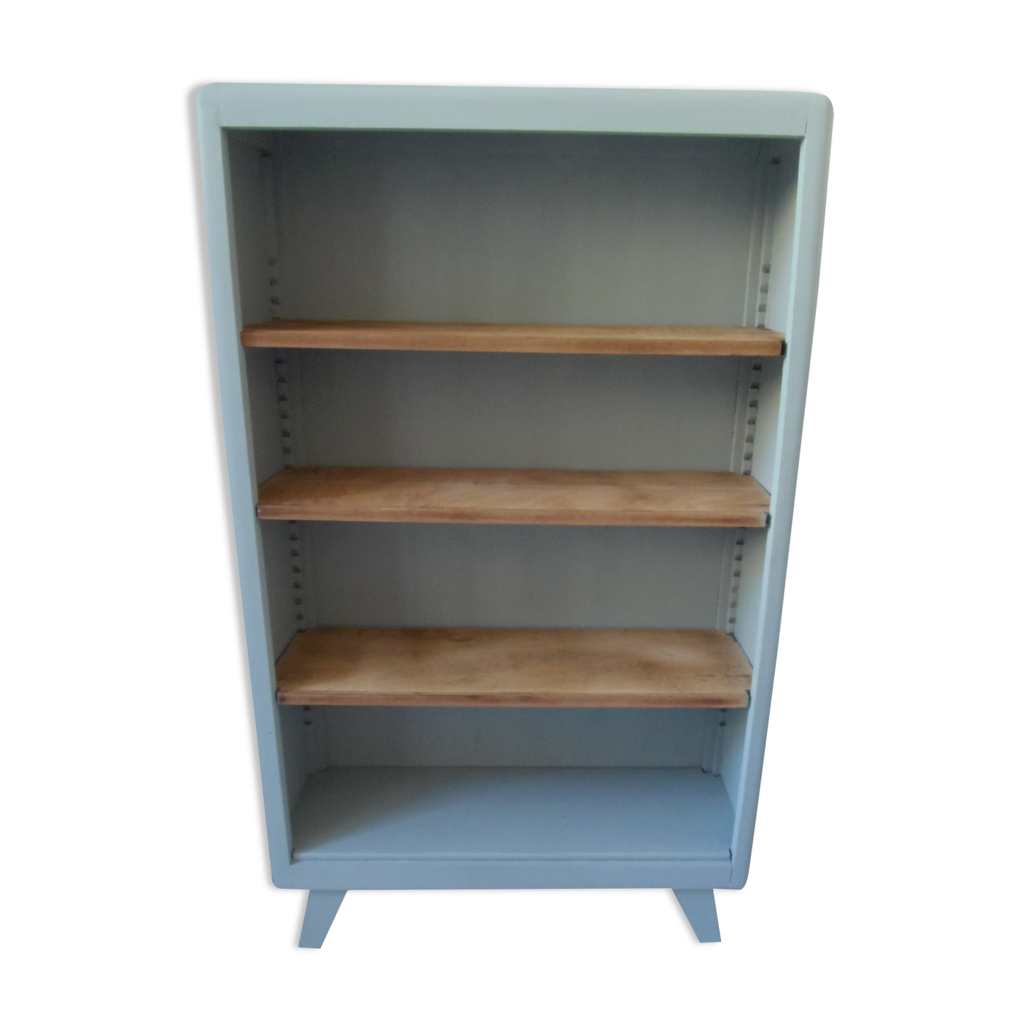 Library year 50 green of gray, 3 modular shelves wood