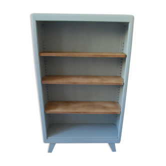 Library year 50 green of gray, 3 modular shelves wood