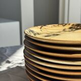 Lot de 12 assiettes à dessert en grès Village France