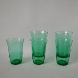 lot de 5 verres à eau en verre vert made in France années 70