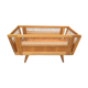 Wooden and rattan baby bed