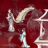 Lacquer coffee table 1960 China red background character decoration