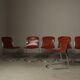 Ensemble de six chaises de salle à manger en cuir à structure cantilever par Willy Rizzo pour Cidue, années 1970.