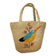 Old woven straw basket embroidered raffia