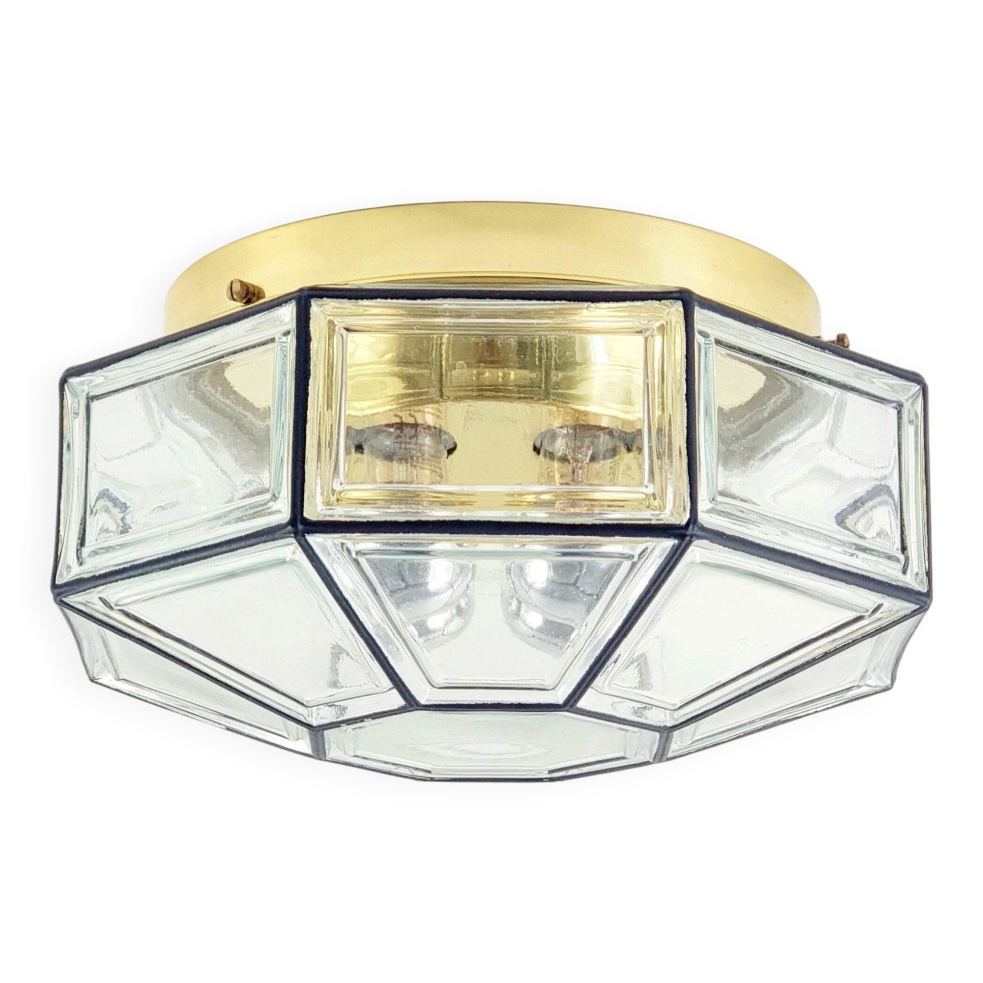XL Mid-Century Glass Ceiling Light from Limburg, Germany, 1960s/1970s