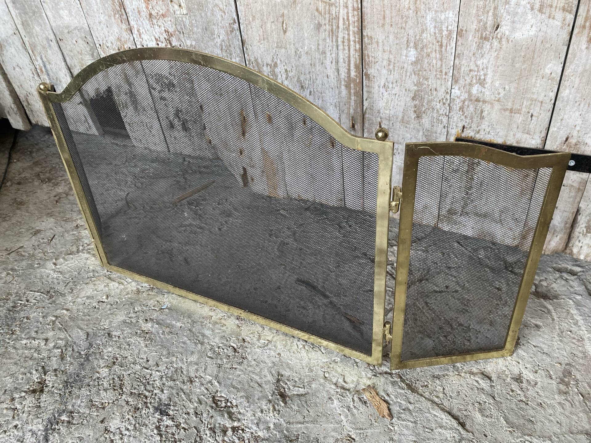 Pare Feu Grille Protection Cheminée 3 Volets Laiton Années 70 Vintage