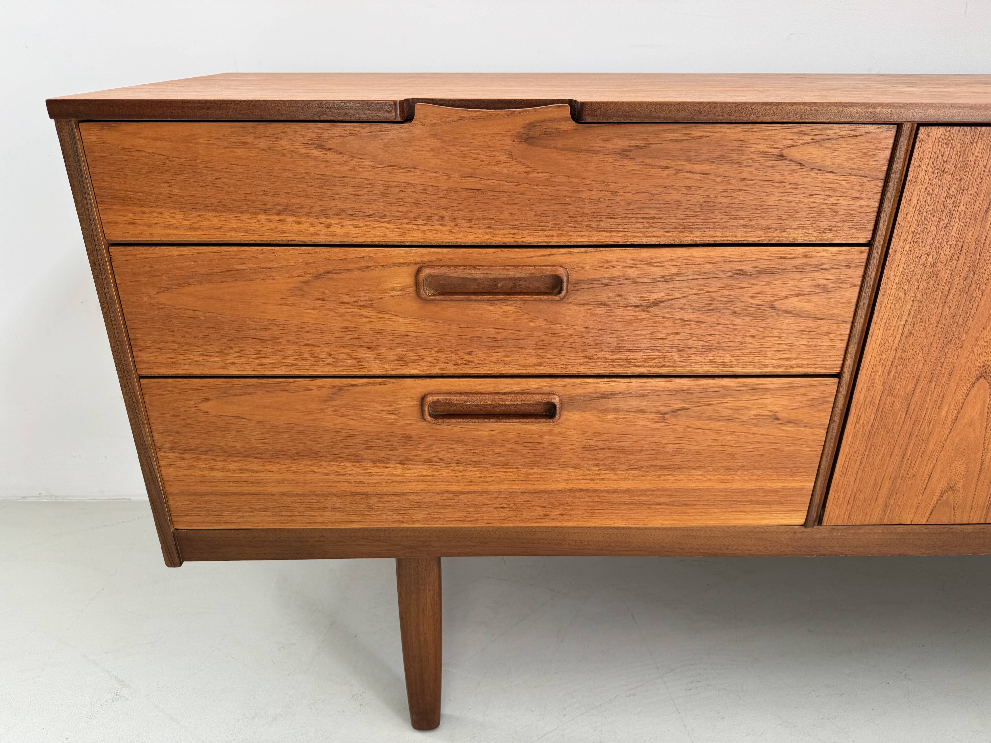 Unique vintage teak sideboard from the 1960s, produced by Nathan in the UK.
