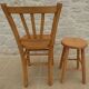 Chair and stool in solid wood in its patina