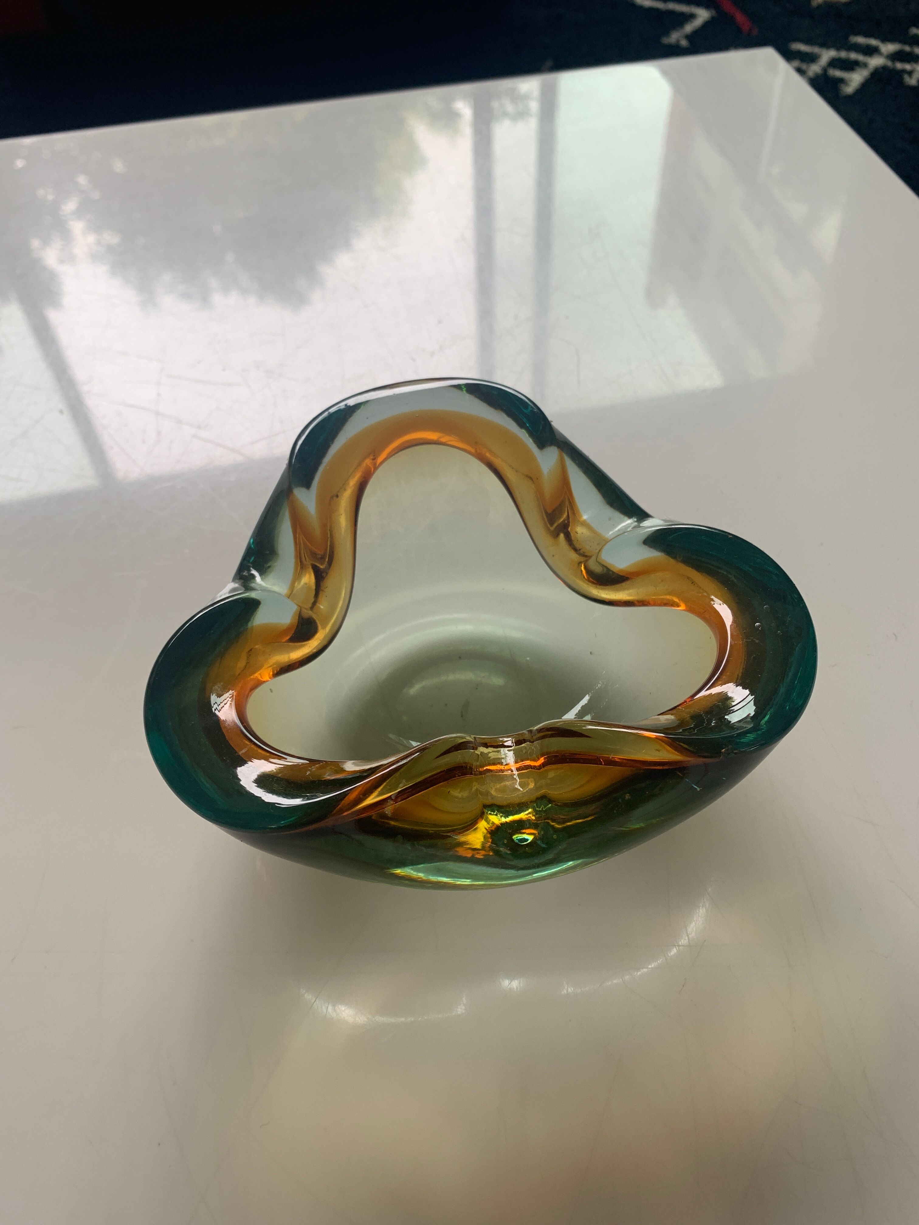 Murano glass clover-shaped ashtray