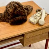 Wooden desk metal feet