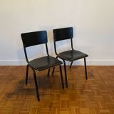 Set of two black school chairs