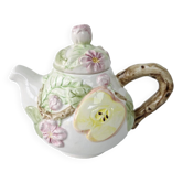 Vintage Ceramic Teapot Tisane Barbotine Apple Apple Tree