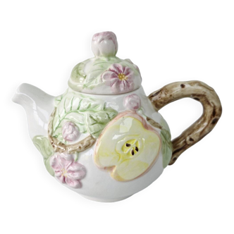 Vintage Ceramic Teapot Tisane Barbotine Apple Apple Tree